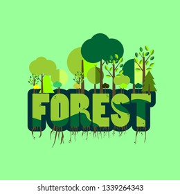 forest day, tree design vector, ecology, eco friendly, jungle