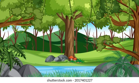 Ilustración del paisaje forestal durante el día