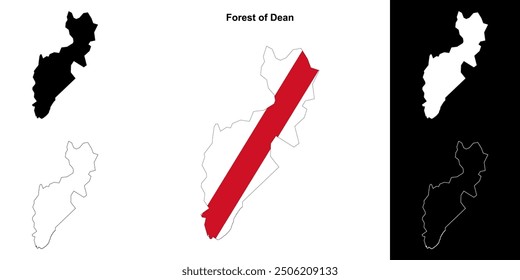 Conjunto de mapa de contorno en blanco del bosque de Dean