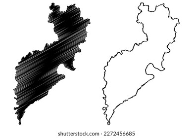 Forest of Dean Non-metropolitan district (United Kingdom of Great Britain and Northern Ireland, ceremonial county Gloucestershire or Glos, England) map vector illustration, scribble sketch map
