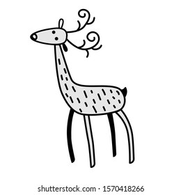 Forest deer with branching horns to create a doodle design