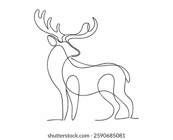 Forest deer continuous contour of one line simple drawing