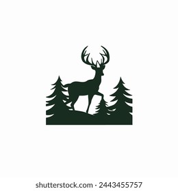 Forest Deer Flat Vector Art Wildlife, Animal, Forest, Deer, Icon.