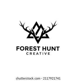 Waldhirschjagd Logo-Design Vektorgrafik