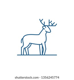 Forest deer line icon concept. Forest deer flat  vector symbol, sign, outline illustration.