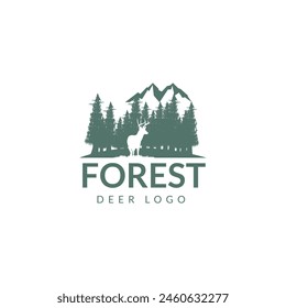 Forest and deer outdoor logo vector design