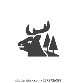 Forest Deer vector icon. filled flat sign for mobile concept and web design. Winter Wildlife glyph icon. Symbol, logo illustration. Vector graphics