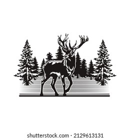Forest deer vector logo design for commercial uses