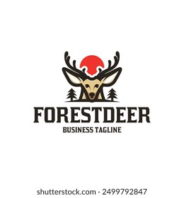 forest deer vector logo design