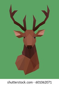 Forest deer. Wild animal. Creature. Beast. Vector illustration in polygon design. Wildlife.