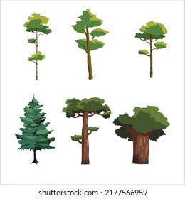 Aislamiento de los iconos verdes del árbol de diseño de los bosques