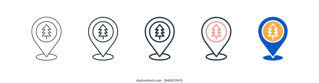 Forest different style icons set vector illustration.