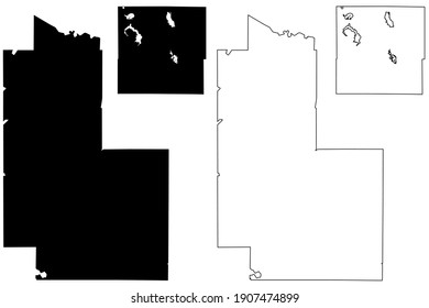 Forest and Dodge County, State of Wisconsin (U.S. county, United States of America, US) map vector illustration, scribble sketch map