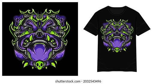 Forest dog monster vector tshirt illustration