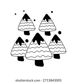 Icono de doodle de bosque con fondo blanco Vector Ilustración de stock