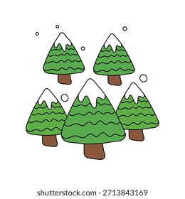 Icono de doodle de bosque con fondo blanco Vector Ilustración de stock