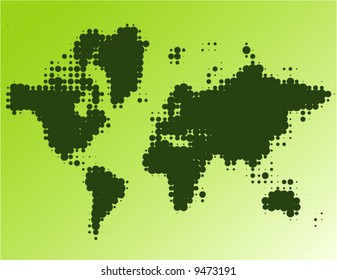 forest dotted worldmap - vector -