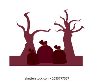 forest dry and garbage global warming scene vector illustration design