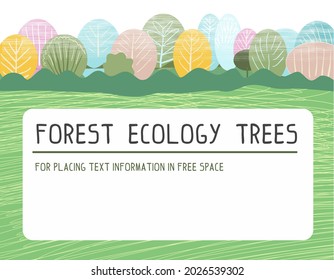 Forest and ecology. Vector illustration. Gardening and agriculture theme. Place to place text on a white background.