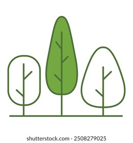 Forest Editable Line Icons. Green Technology, Net Zero, Carbon Neutral and Environmental Sustainability Concept in Minimal Style. Thin Outline Icons Collection