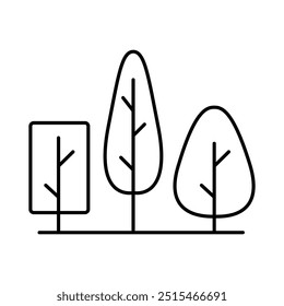 Forest Editable Line Icons. Green Technology, Net Zero, Carbon Neutral and Environmental Sustainability Concept in Minimal Style. Thin Outline Icons Collection