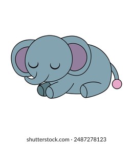 Forest Elephant sleeps icon vector illustration