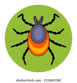 forest encephalitis tick on a white background. insect dangerous to humans. flat vector illustration.