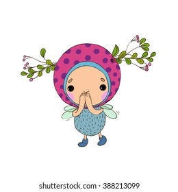 Forest Fairy on a white background. Vector illustration. 