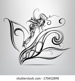 Vector Silhouette Fairy Decorative Wings Stock Vector (Royalty Free ...