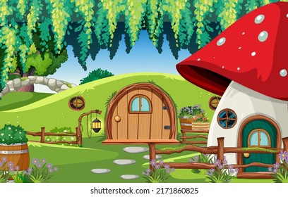 Forest fantasy enchanted forest background scene illustration