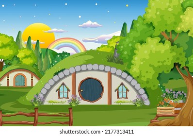 Forest fantasy enchanted forest background scene illustration