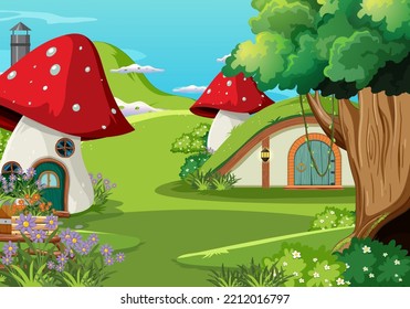 Forest fantasy enchanted forest background scene illustration