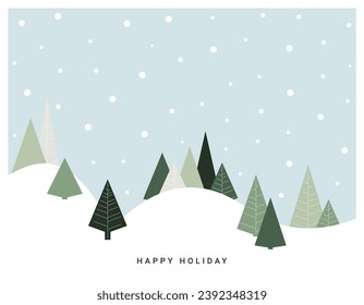 Forest of Festivity, Winter Wonderland, Christmas trees landscape background, Vector Illustration