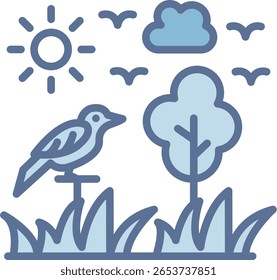 Forest Filled Blue Tone Icon