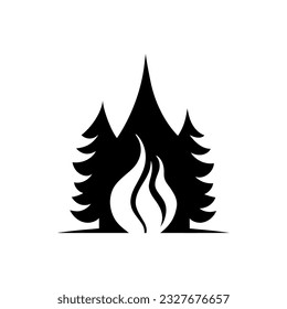 Icono de quema de incendios forestales en fondo blanco