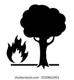 Icono de cambio climático de incendio forestal Ilustración vectorial