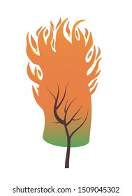 Forest fire concept. Wildfire sign isolated on white background. Vector color illustartion.