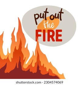Waldbrand. Gefährlicher Waldbrand. Mach das Feuer aus.