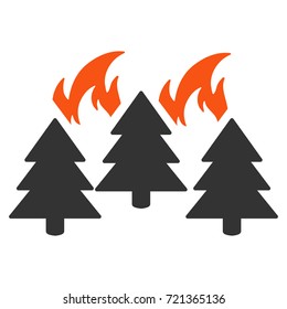 Forest Fire Disaster flat vector illustration. An isolated illustration on a white background.