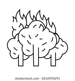 forest fire disaster line icon vector. forest fire disaster sign. isolated contour symbol black illustration