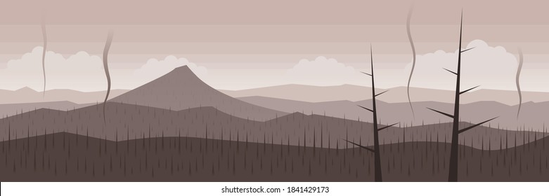 Forest Fire Disaster Scene Panoramic Banner