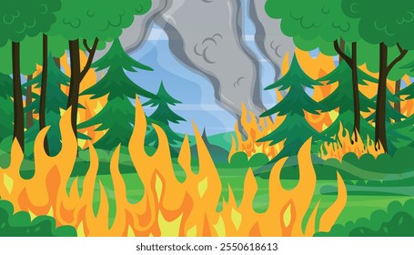 Forest fire. Ecological disaster. Impact of global warming. Emergency situation.