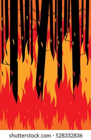 Forest Fire. Flat Vector Illustration