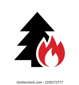 Forest fire hazard sign isolated on white background