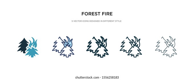 forest fire icon in different style vector illustration. two colored and black forest fire vector icons designed in filled, outline, line and stroke style can be used for web, mobile, ui