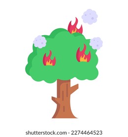 A forest fire icon, flat design 