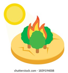 Forest fire icon. Isometric illustration of forest fire vector icon for web