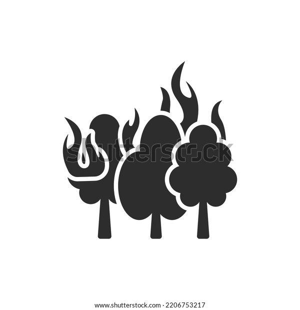 Forest Fire Icon Monochrome Black White Stock Vector (Royalty Free ...