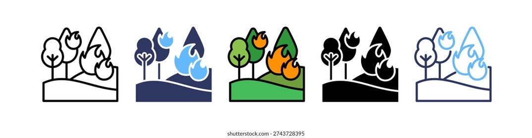 Forest Fire Icon Multiple Vector Illustration