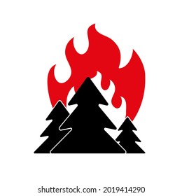 icono de incendio forestal en fondo blanco